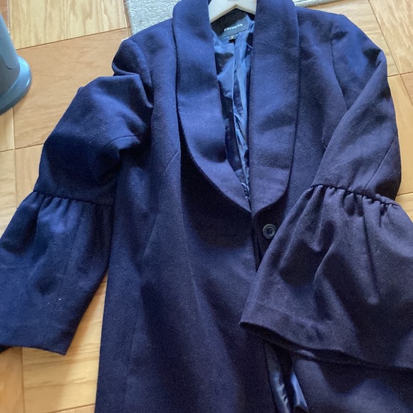 Express Navy Blue Wool Blend Bell Sleeve Pea Coat - Picture 11 of 11